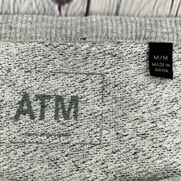 ATM Crewneck Sweatshirt Oversized Relaxed Raw Hem Gray Anthony Thomas Melillo M - Picture 9 of 11